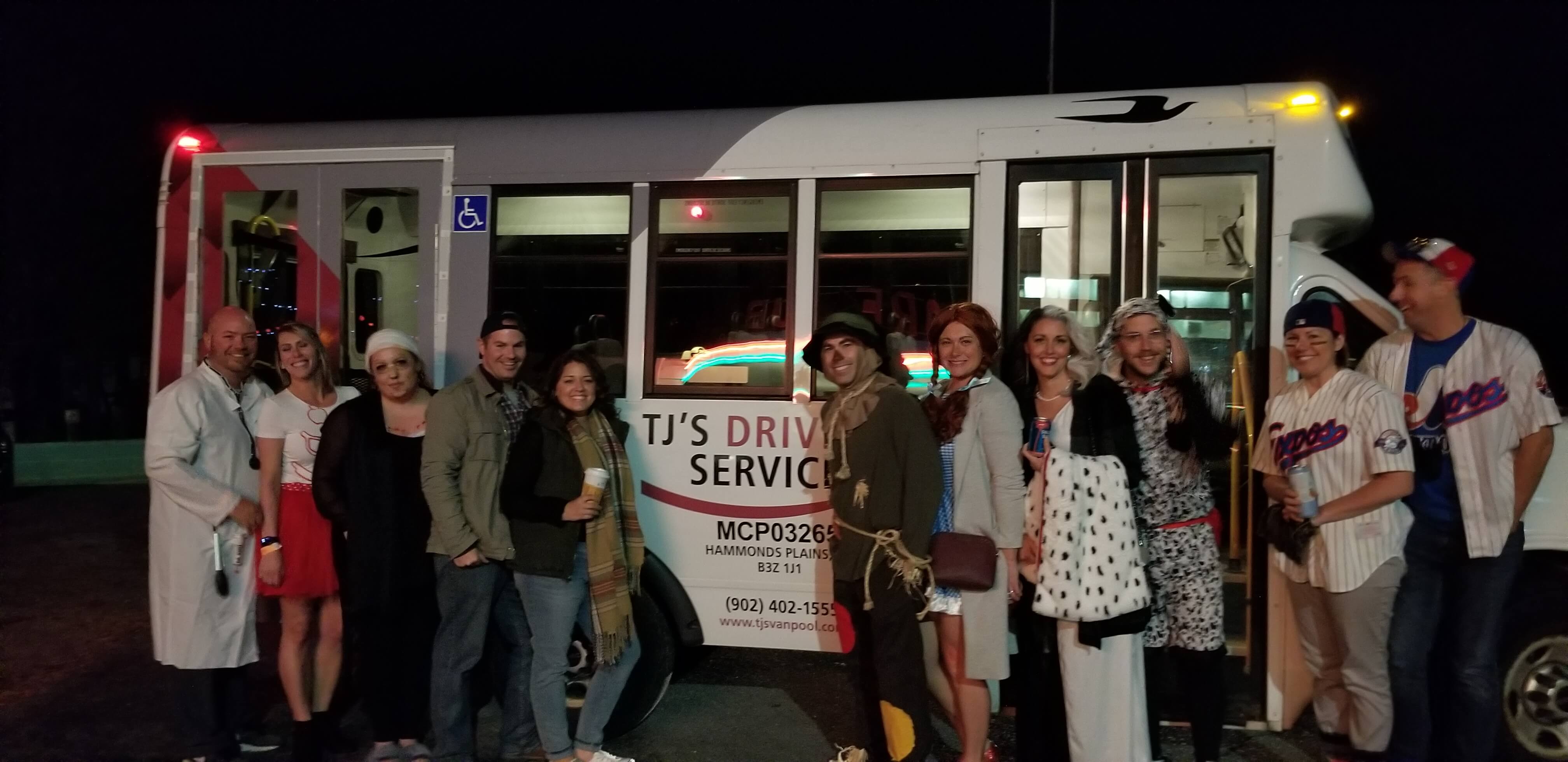 Halloween Group in Front of TJ's Accessible Bus
